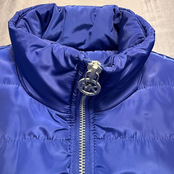 Michael Michael Kors Vest Womens Small Blue Puffer Quilted Zip Sleeveless - Picture 2 of 9